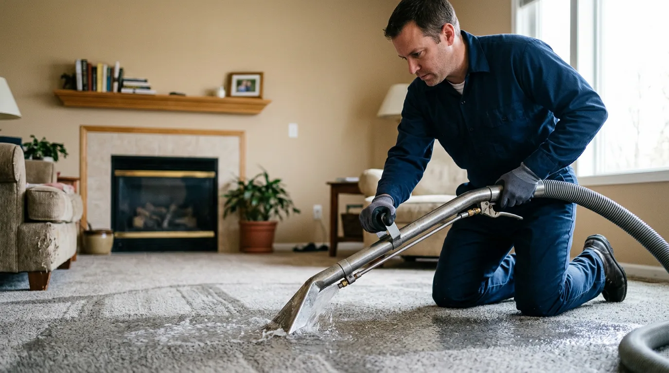 Water damage restoration technician working near Conway, PA
